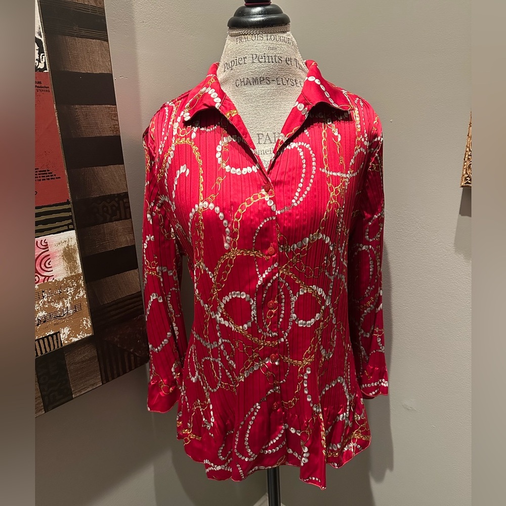 Jaclyn Smith Equestrian Pleated Blouse - STUNNING!